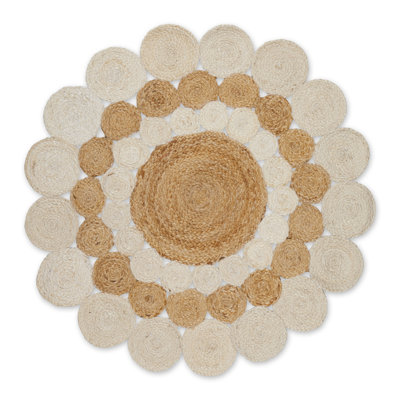 Jute naturelle bohème Cullowhee - blanc - rond 4 pi