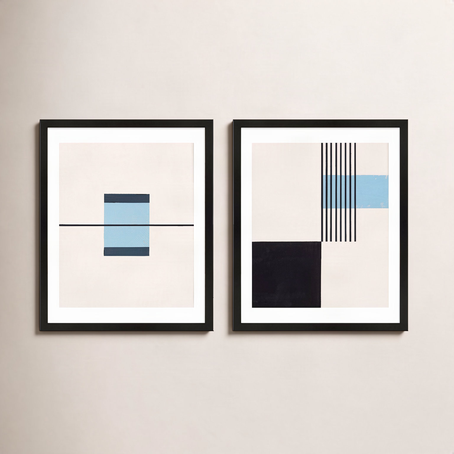 Black and Blue 2-Piece Print Set, 20" H x 16" W x 1.25" D, Black