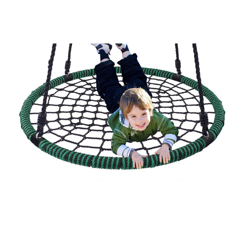 Giant Green and Black Spider Web Tree Swing with Steel Frame