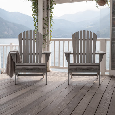 Ensemble de 2 chaises Adirondack pliantes en bois avec dossier pré-assemblé - chaises d'extérieur classiques pour le jardin, le porche, la terrasse et le foyer
