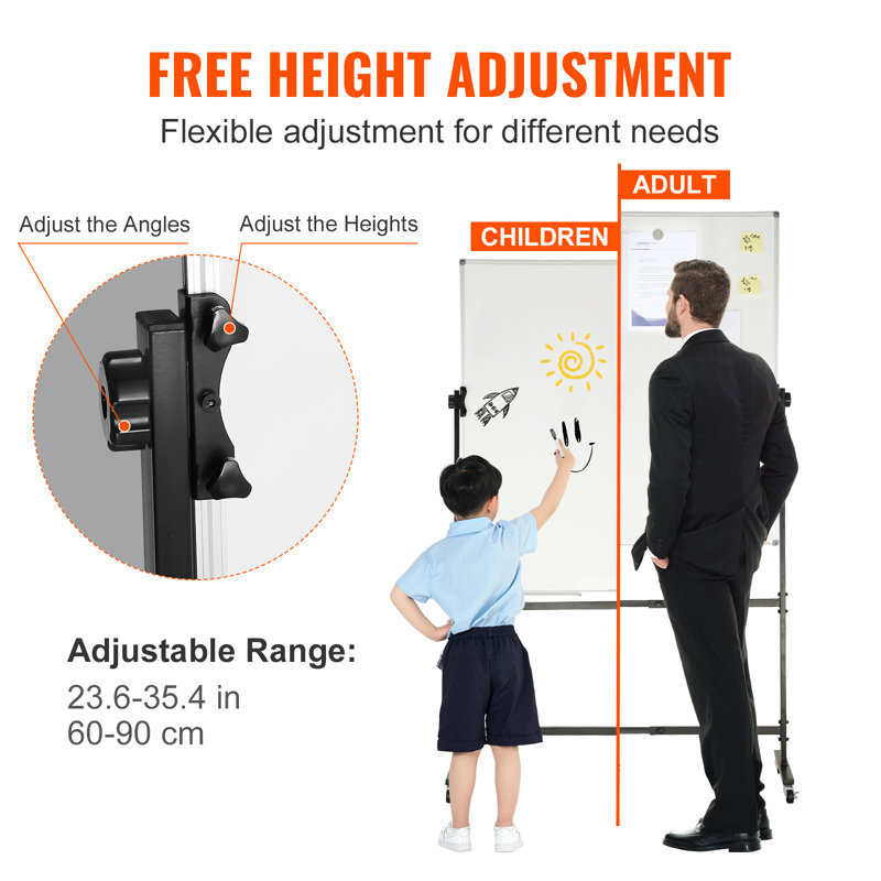 Free Standing Steel Reversible Magnetic Small 2' - 4' Framed Whiteboard, 80" x 24"