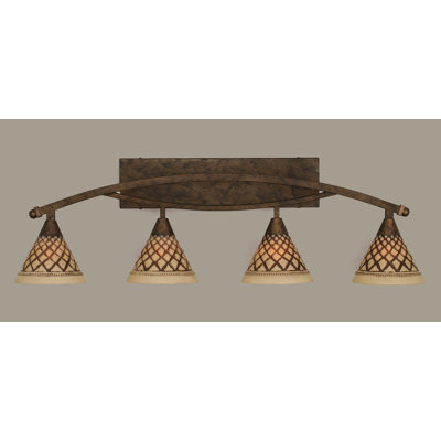 Eisenhauer 4 Light Bath Bar Shown With 7" Chocolate icing Glass