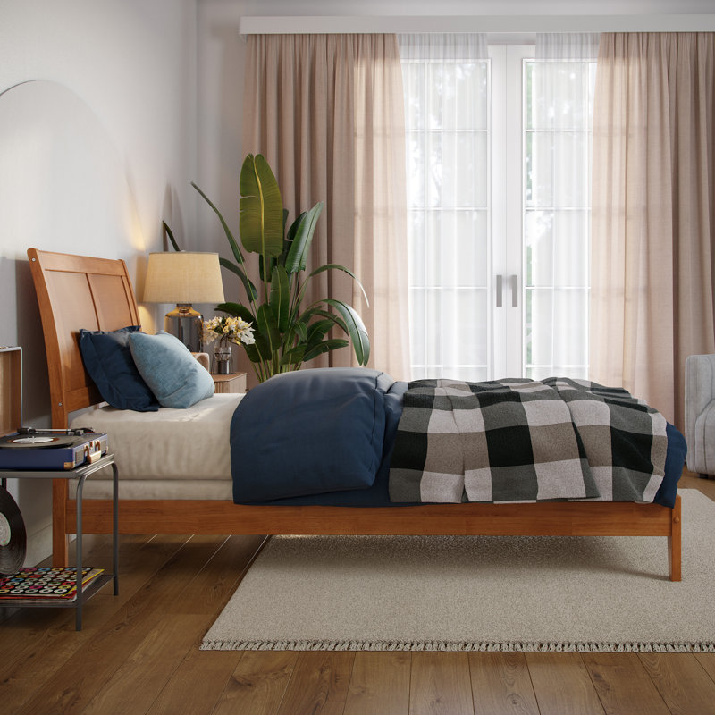  Lit de base en bois massif Lempley , Simple TG, Caramel clair