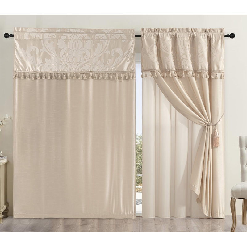 Chezmoi Collection Royale Synthetic Floral Room Darkening Rod Pocket Curtain Panel