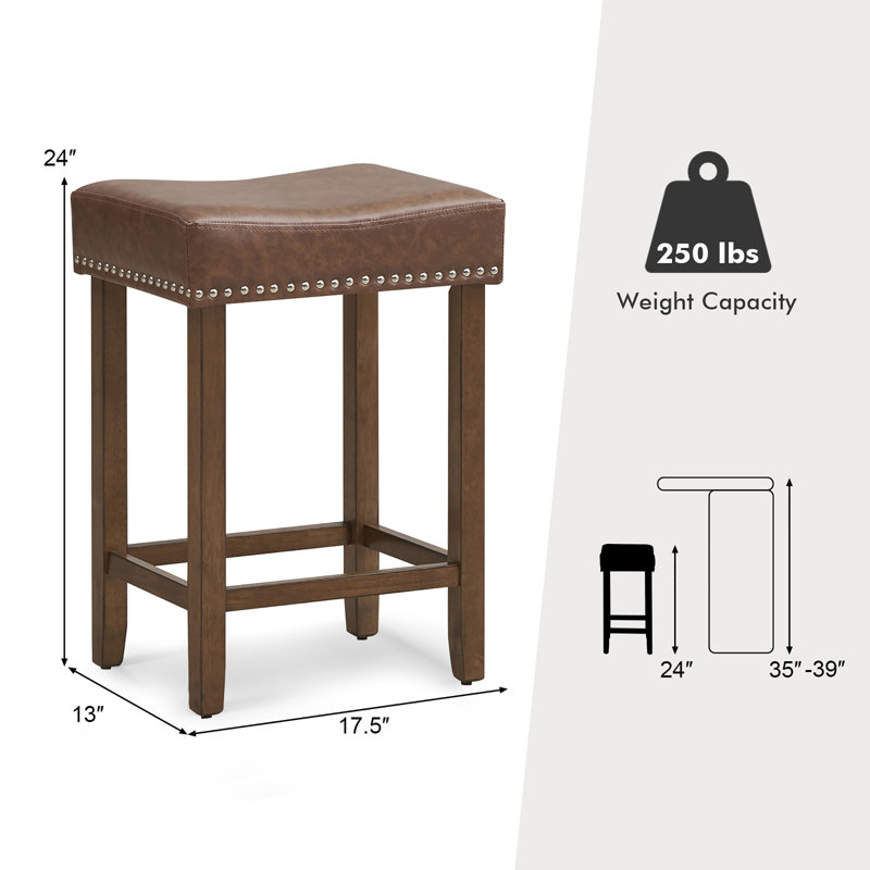 Tabouret Javeon, Tabouret de comptoir (siège d'une hauteur de 24 p, Brun