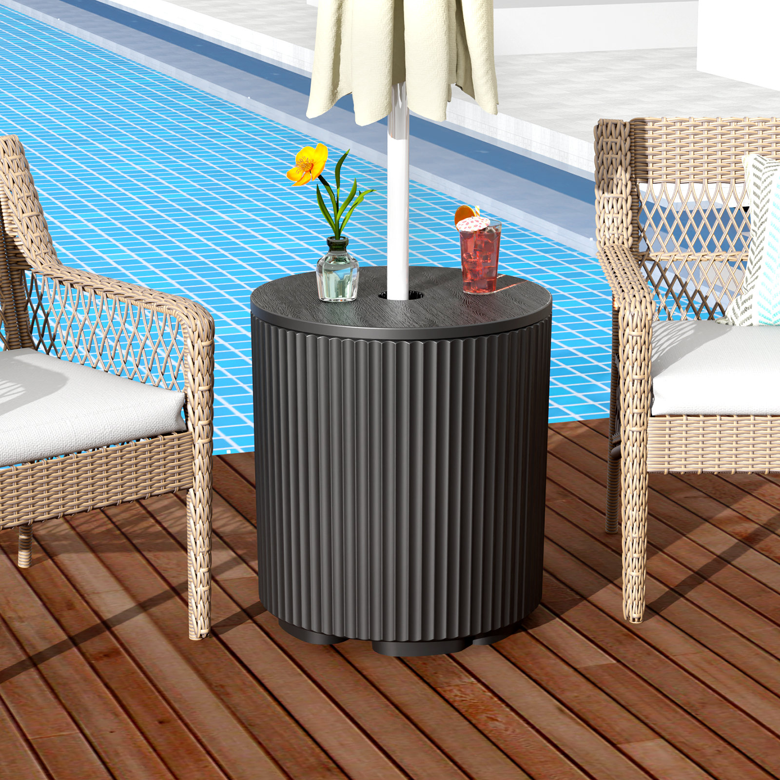 Ebern Designs Modern Outdoor Patio Side Table Umbrella Base & Reviews ...