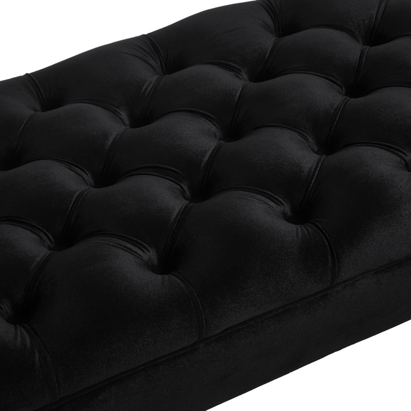 Banc rembourré pour la chambre à coucher - Siège de salon en tissu de velours noir