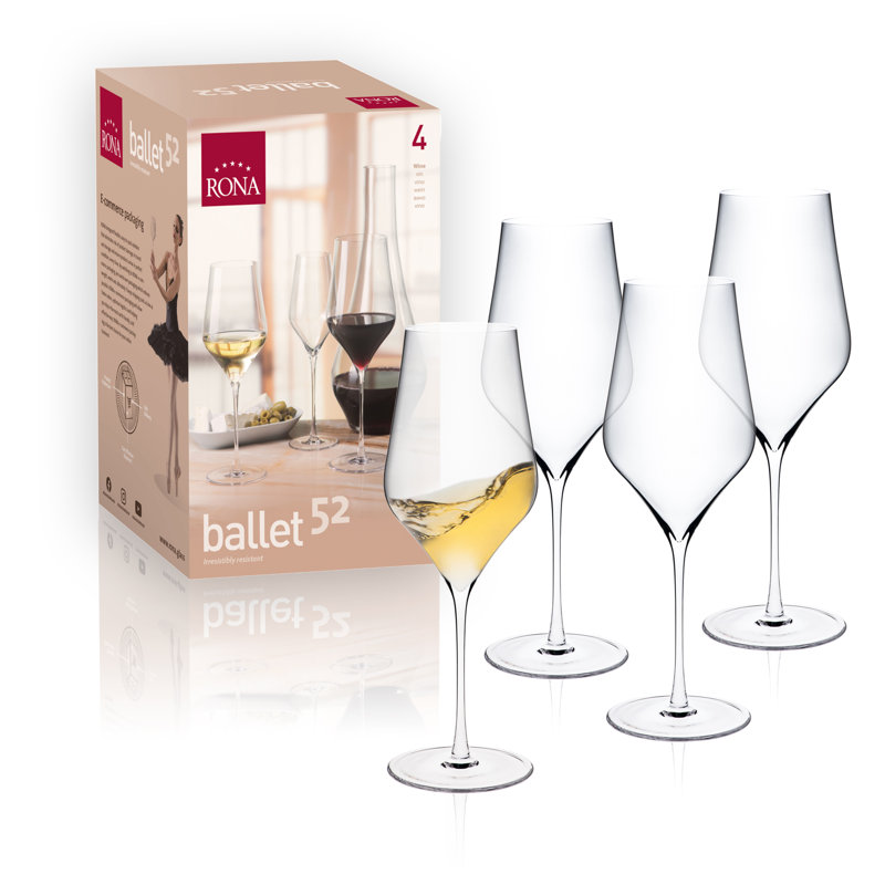 RONA Ballet 18.5 oz. Crystal White Wine Glass Set 