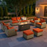 Ensemble de conversation 9 pièces Carolle pour patio avec foyer extérieur