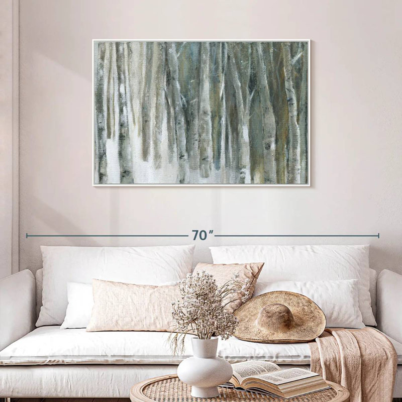 Bouleau Banff, Cadre flottant blanc, 43 po x 29 po