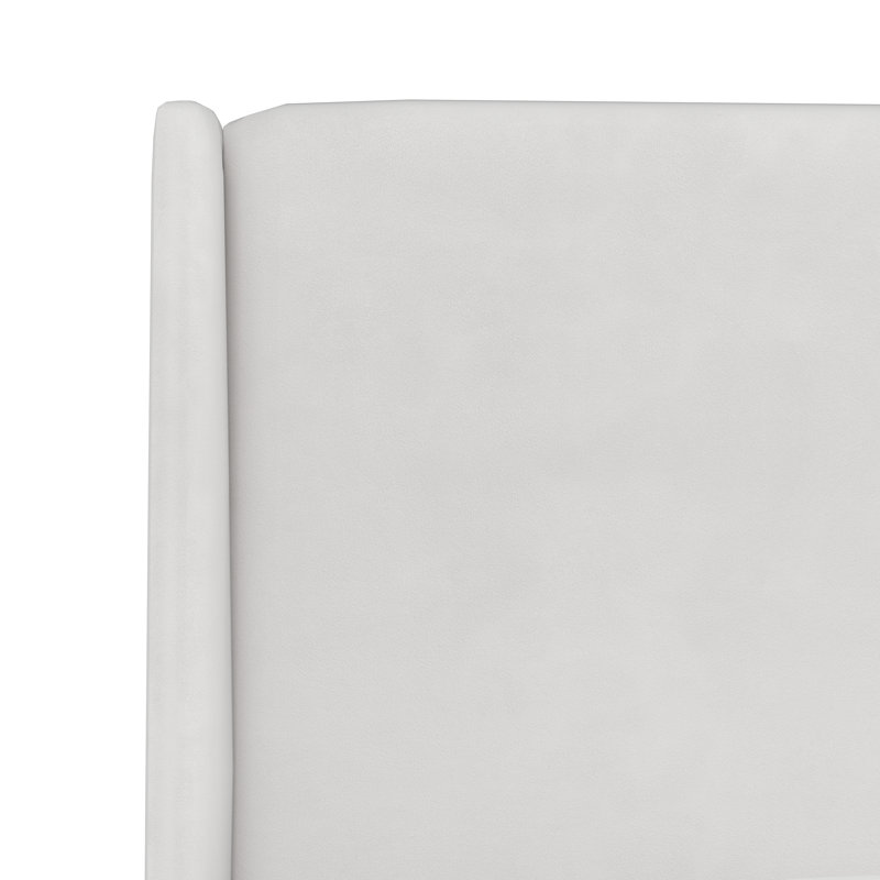 Lit tapissier standard à profil bas Emilio, Simple, Velours blanc classique