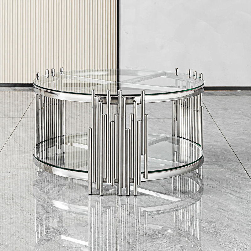 Table basse en verre avec tablette