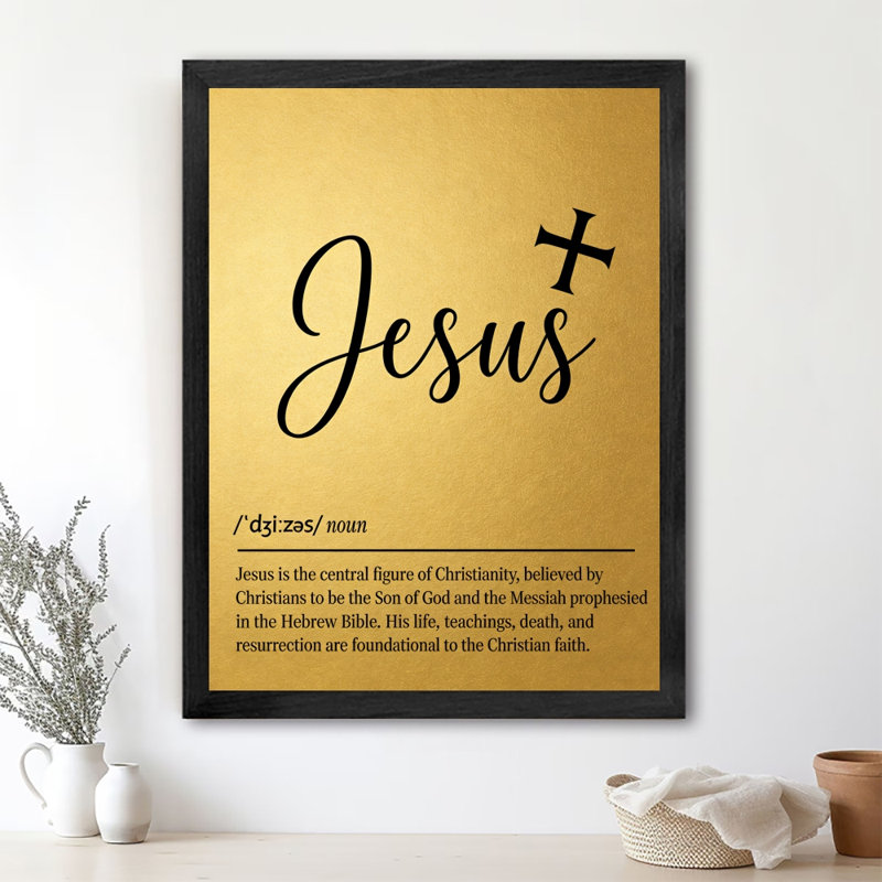 Black Framed Vintage Jesus Definition Wall Art Religious culture Framed Prints, 37" H x 25" W