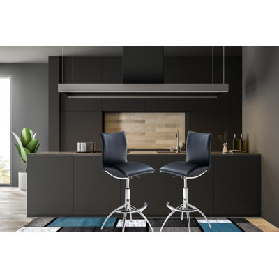 Tabouret de bar moderne en similicuir / hauteur réglable chromé de couleur noire