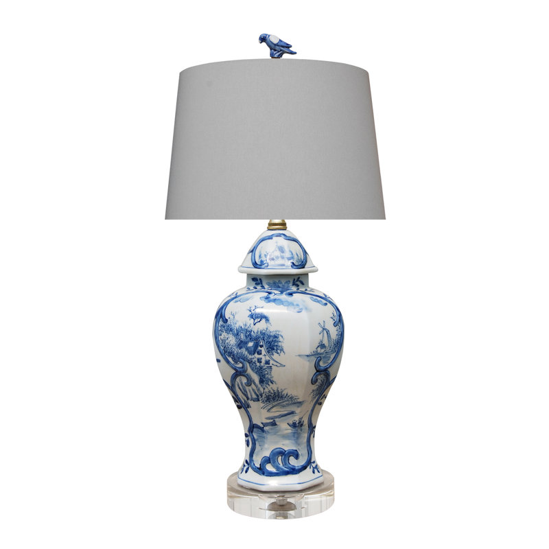 Lampe de table bleue / blanche 23 po