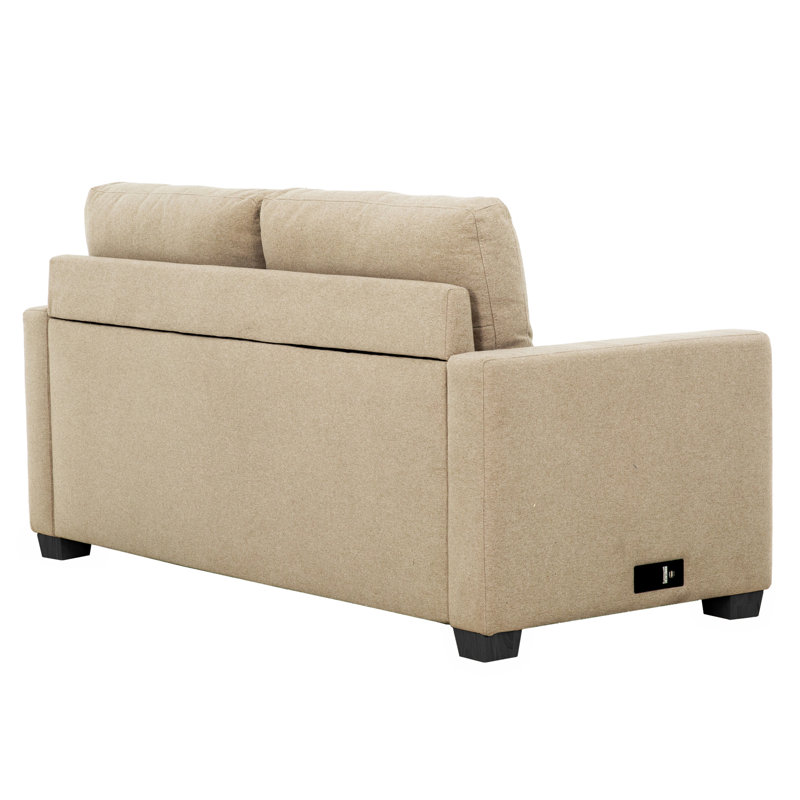  Canapé-lit double escamotable avec sortie USB Bohumir, 73 po, beige
