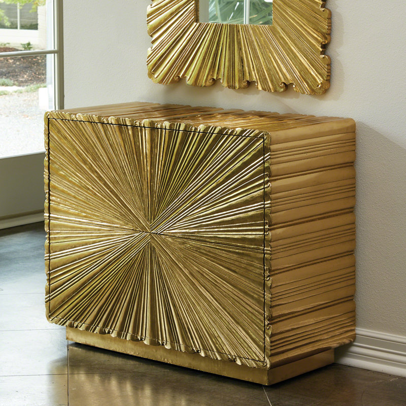 Linenfold Two-Drawer Chest, Brass