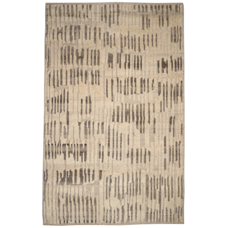 Hicks Natural Hand Knotted Wool Rug, Rectangle 9'6" x 13'6"