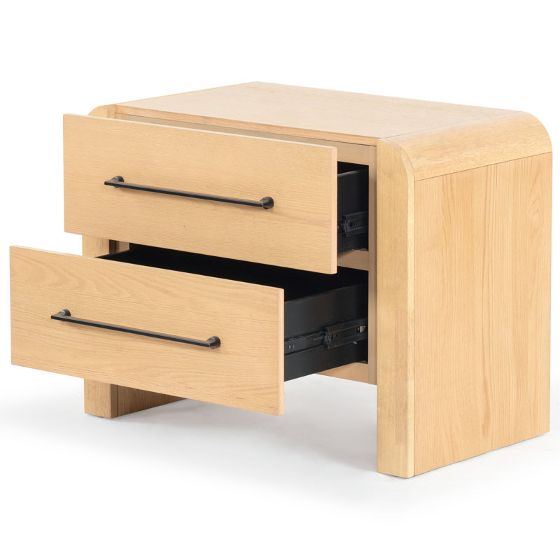 Katrina Wood 2 Drawer Nightstand, Natural