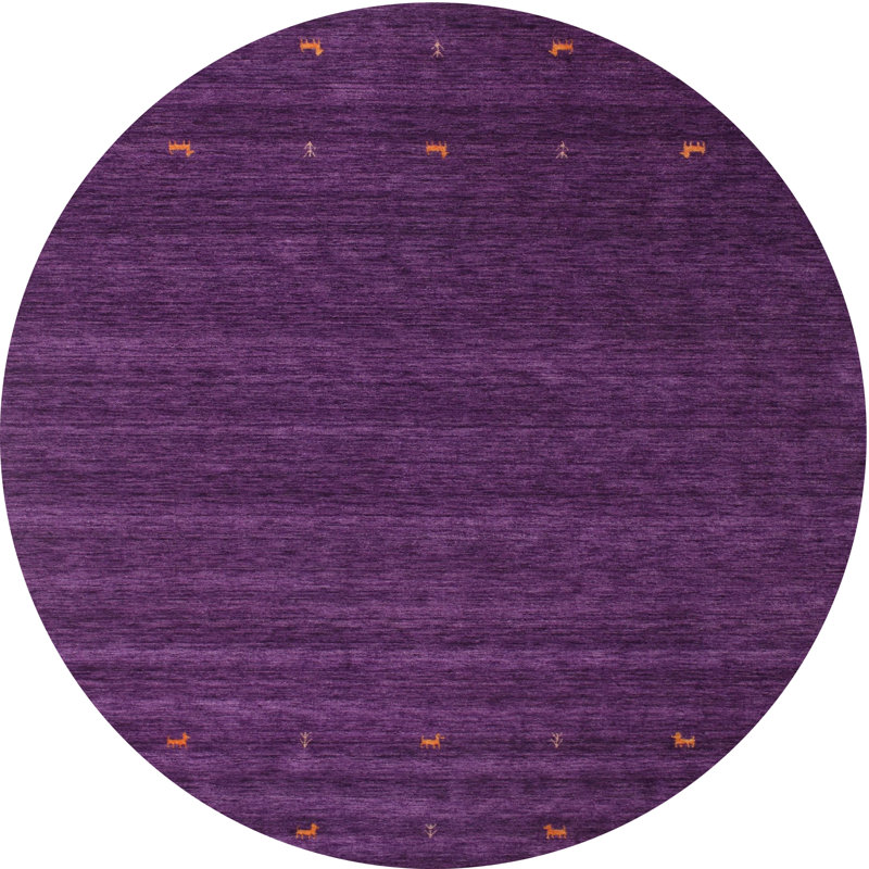 Tapis en violet/rose contemporain, Rond 6 pi