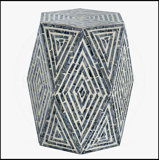 Exquisite Hexagon Garden Stool with Capiz Inlay and Diamond Design, a Stylish and Functional Accent Piece
