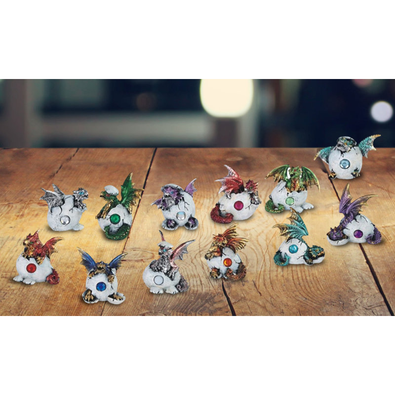 Deisy 12-PC Mini Dragon Birthstone Set 2"H Figurine Unique Gifts