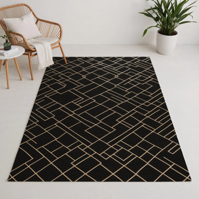 Tapis noir intérieur et extérieur Trellis