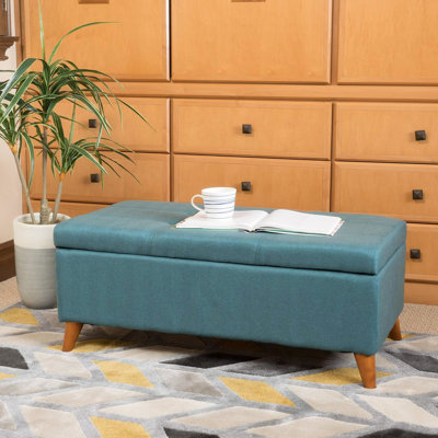 Banc de rangement bleu sarcelle avec housse de siège en tissu - et élégant pour ranger votre chambre