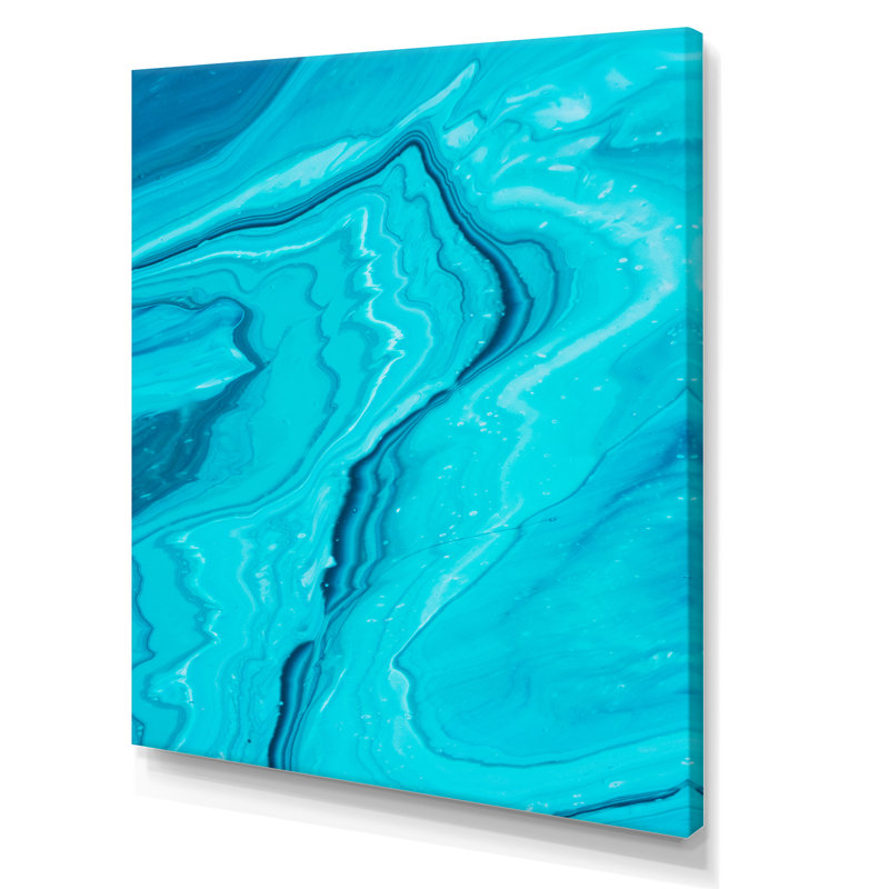 «Luxury Turquoise Marble River VII», reproduction d'art moderne sur toile, H 32 po x l 16 po x P 1 po, Toile tendue
