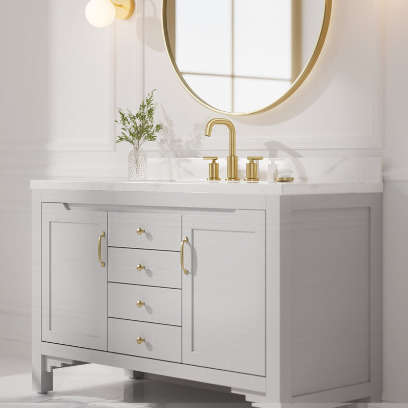 2-handle Bathroom Faucet with Drain Assembly, Brushed Gold