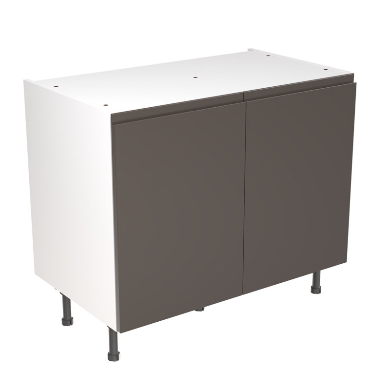 KitchenKit Flatpack J Pull Matt Base Unit, 87cm H x 100cm W x 57cm D, Graphite