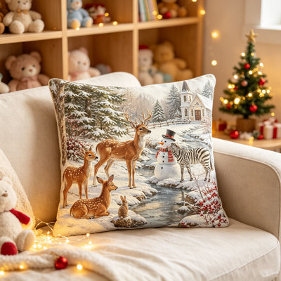 Christmas Decor Christmas Polyester Fiber Pillow Cover 45x45cm