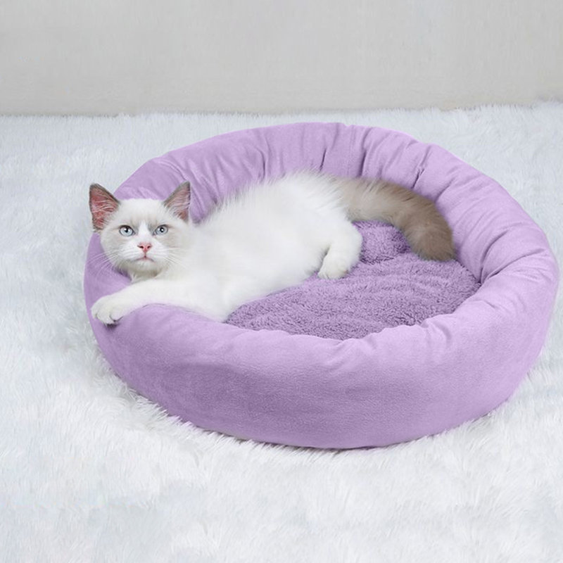 Coussin pour chien rond d'automne avec coussin pour chien 15,7 x 15,7 x 3,9 po, Mauve