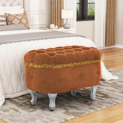 29.5'' Storage Benches, End Of Bed Bench With Button-Tufted, Fabric Upholstered Storage Ottoman, Window Bench With Fringe, Shoe Cabinet Bench, Footboard Bench For Bedroom, Entryway, Cloakroom,Orange, Shoe Storage