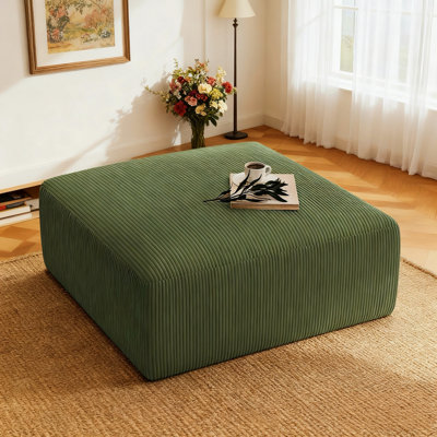 40.75" Wide Compression Corduroy Fluffy Ottoman for Living Room (Set of 1)