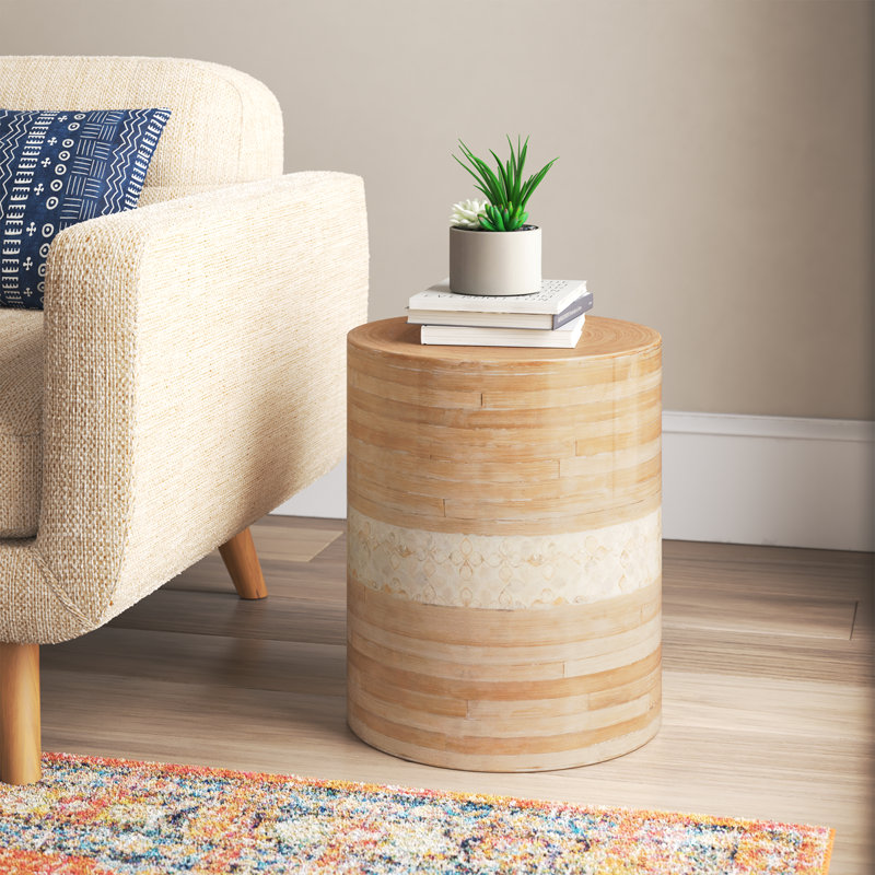 Castelli End Table, White/Natural