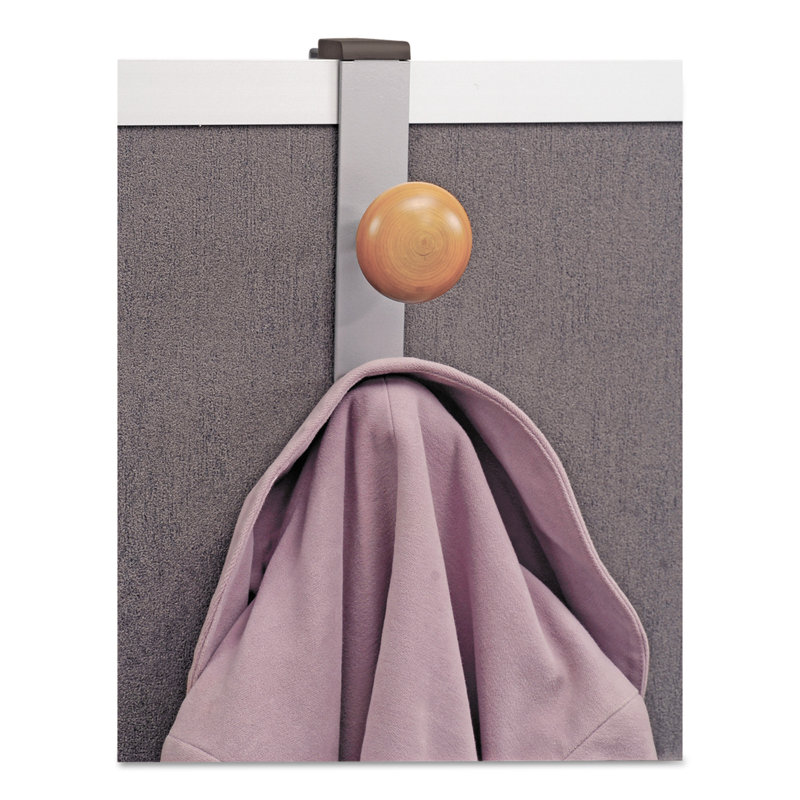 Gray Metal and Wood Adjustable Cubicle Coat Rack