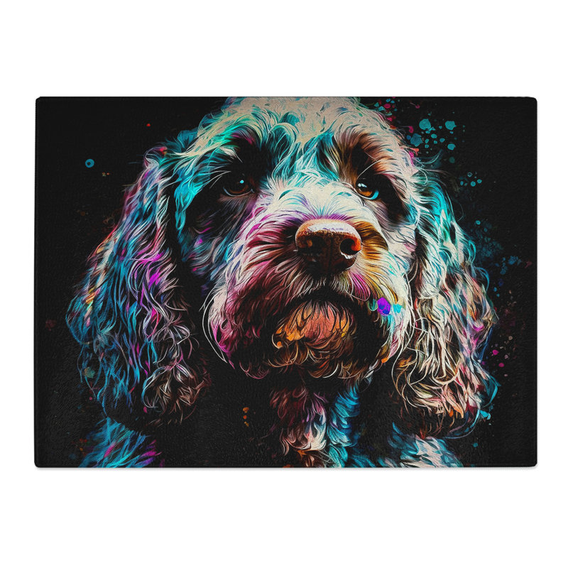 Cockapoo Expressionism   Glass Chopping Board