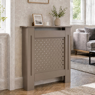 Couvercle de radiateur en panneau de fibres à densité moyenne, armoire chauffante décorative à panneau perforé avec tablette supérieure, housse de chauffage pour la maison facile à assembler