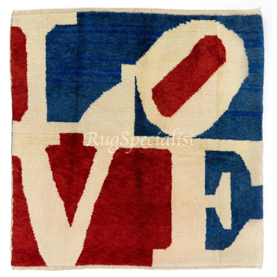 Tapis de la Saint-Valentin. Tapis «Pop» Modern Pop Art. 100% laine. Cadeaux de la Saint-Valentin