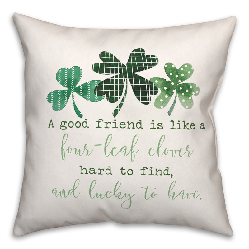 Pattern Clovers Good Friends  Throw Pillow
