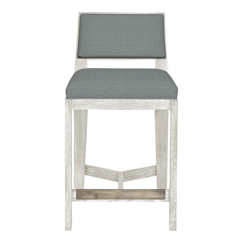 Scoville By Thom Filicia Upholstered Bar Stool with Solid Wood Frame, Casa Blanca, Tuck Cobalt