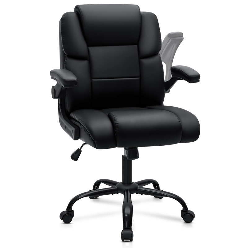 Faux Leather Executive Office Chair Computer Chair With Padded Armrests