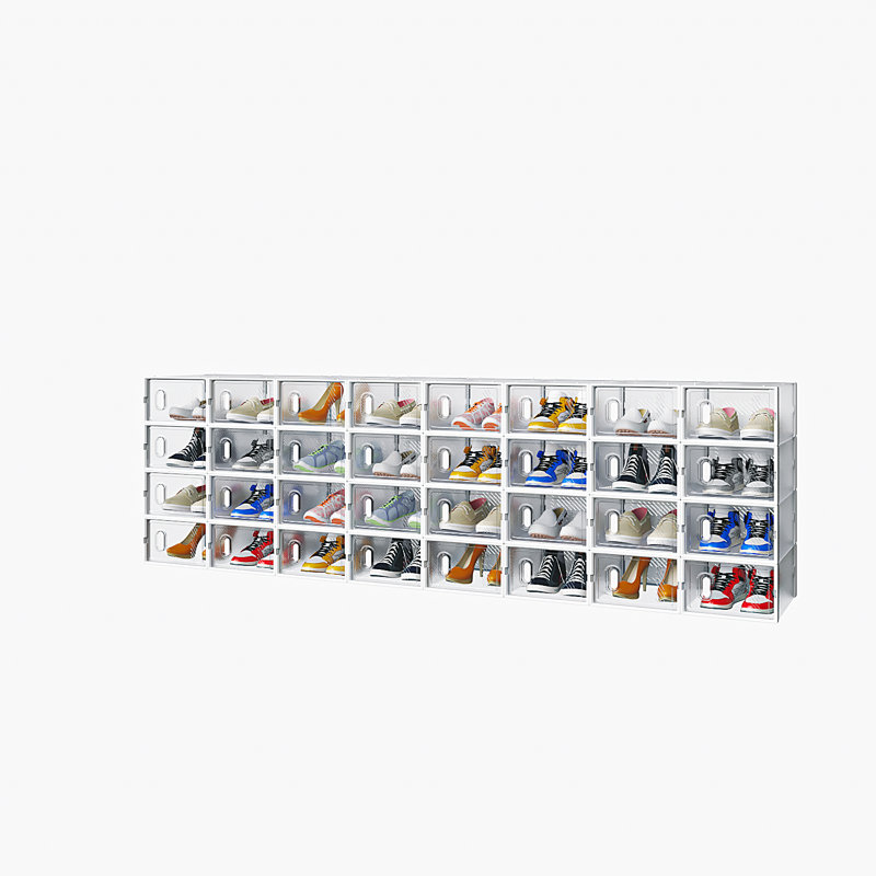 Range-chaussures empilables (ensemble de 32), Transparent/blanc