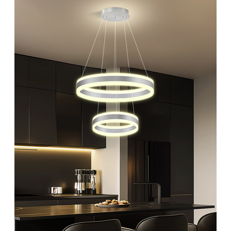 2-ring Modern Led Dimmable Chandelier Gold, Silver