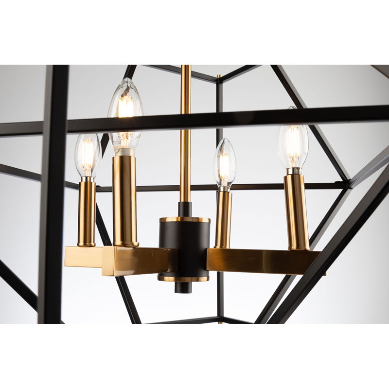 Lustre géométrique à 4 lumières de style bougie Roxton