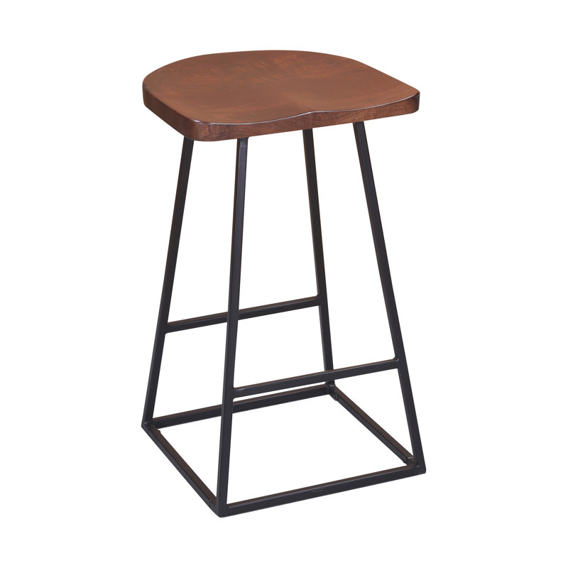 Evis Counter Stool with Metal Frame, Counter Stool (24" Seat Height), Brown