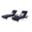 Ensemble de 2 longues chaises d'extérieur inclinables en osier avec coussins, inclinaison à 150 °, capacité de 600 lb, conception à vagues ergonomiques pour une détente accrue-1821319513