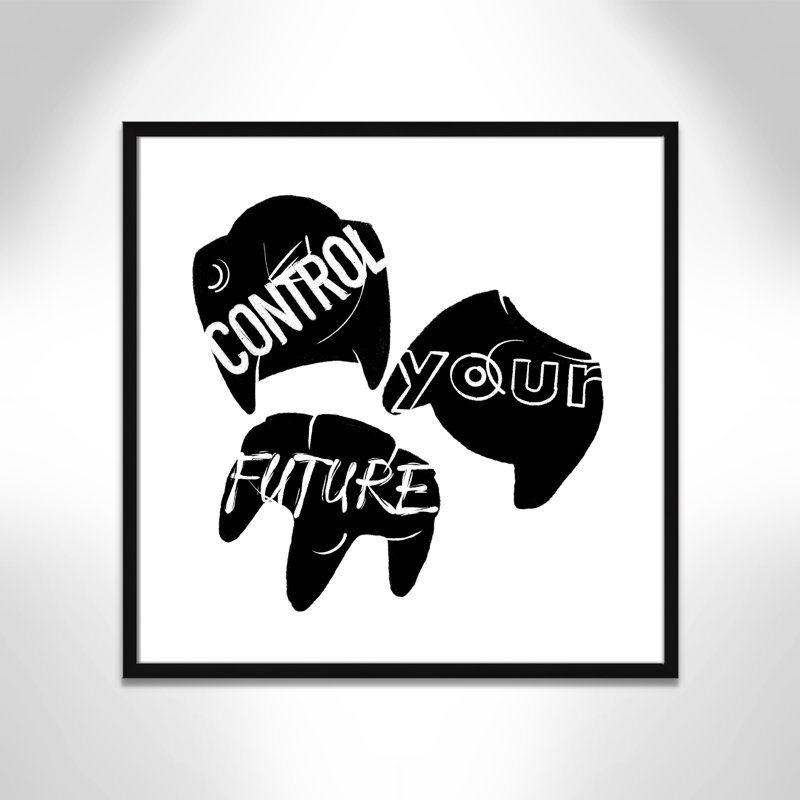 «Control your future», art encadré, H 27,5 po x l 27,5 po x P 1,19 po, Encadré de boîte noir