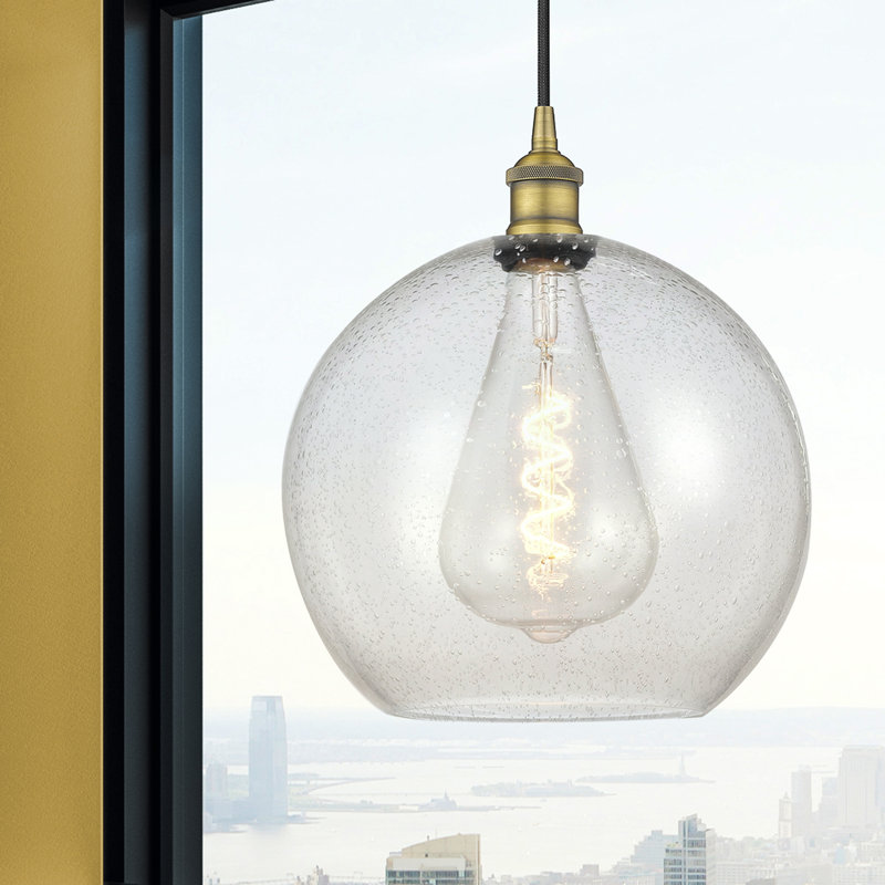 Luminaire suspendu sphère 1 lumière Ralph, Laiton brossé, Bullé